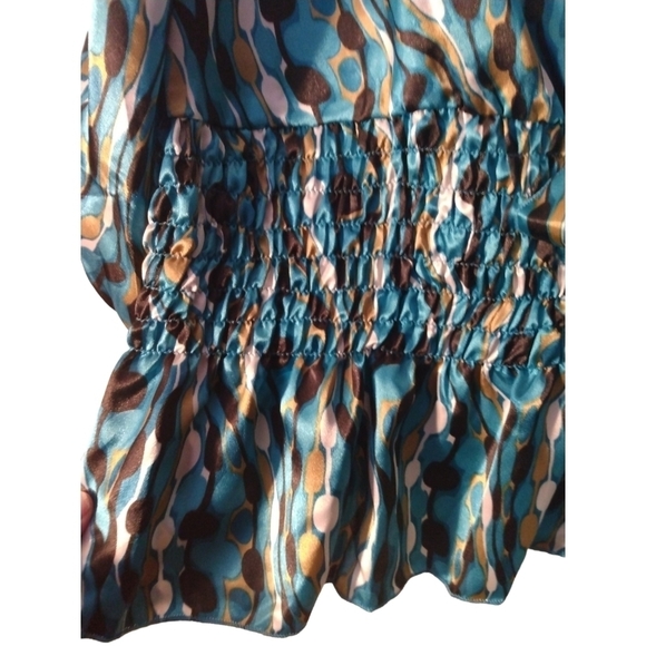 Vintage Bonnie Evans Geo Design Eccentric Gathered Mid & Bow Accented Blouse M - Picture 4 of 10